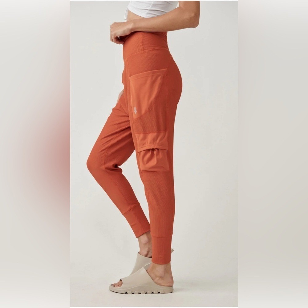 Free People Movement Take A Hike Harem Pants High Waisted Orange Red XS - Picture 2 of 9